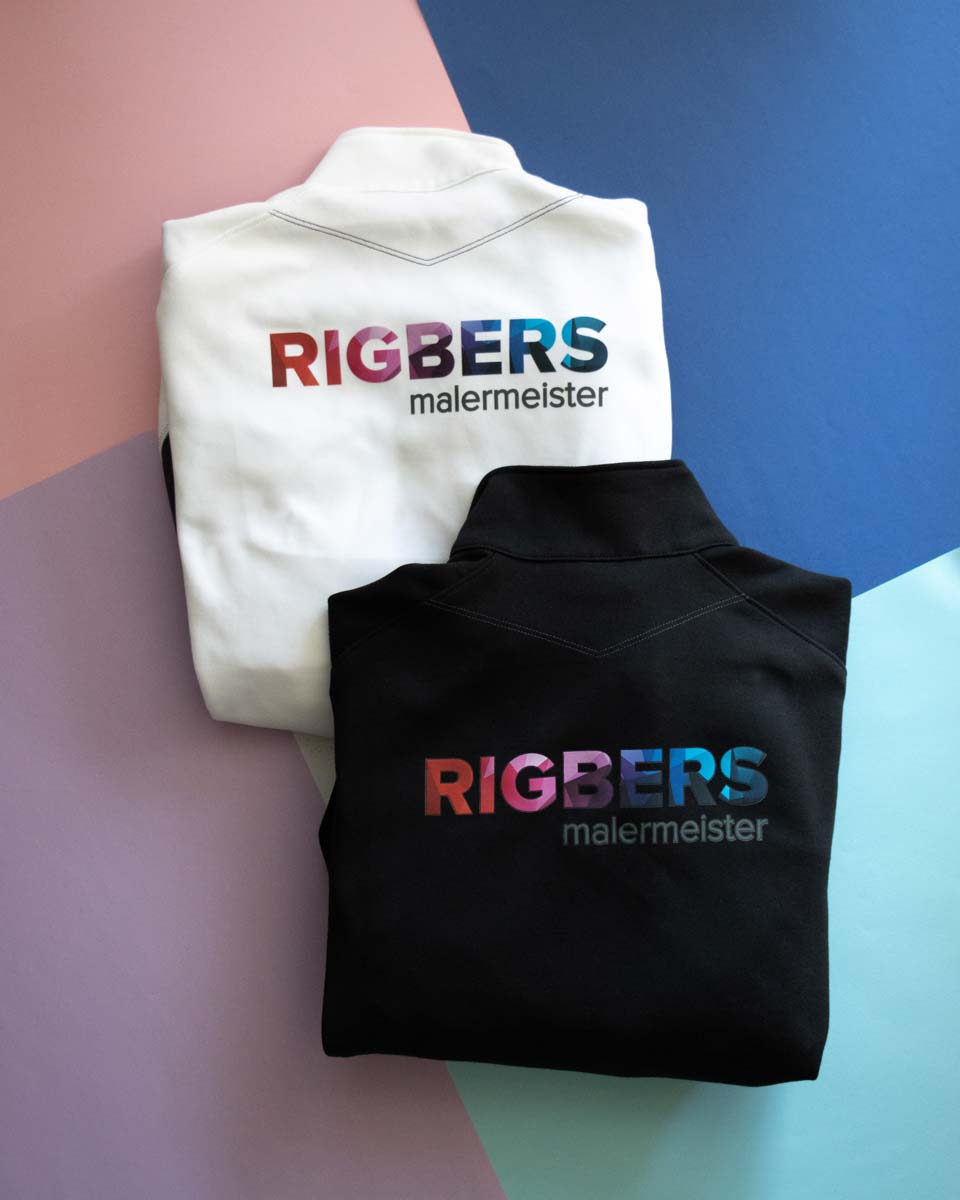 Ein Beispiel für Corporate Fashion: Einheitliche Arbeitskleidung für den Malereibetrieb Rigbers.